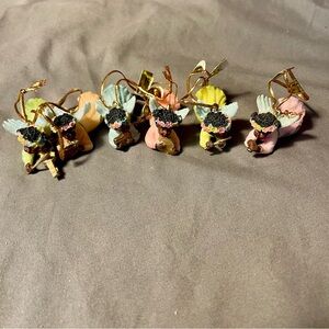 Vintage Angelic Band of Black Angels Miniature 6 Piece Polyresin Ornament set